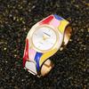 Women's Retro Style Random Oil Dripping Color Rainbow Quartz Bracelet Watch Elegant Ladies Women's Watch Clock