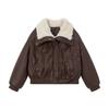 Lamb wool large fur collar lambskin solid color coat 25 new down cotton thickened loose cotton clothes