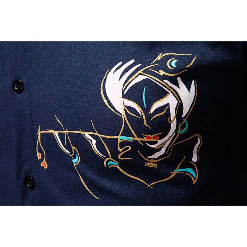 New Autumn Men's Fashion Printed Long Sleeve Shirt Solid Versatile Shirts Casual Social Wedding Party Business Office Nightclub