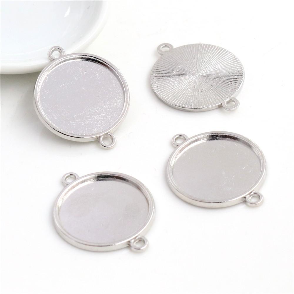 10pcs 20mm Inner Size Classic 5 Colors Plated One Sided Double Hanging Simple Style Cabochon Base Setting Charms Pendant
