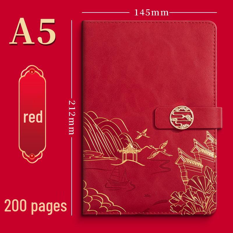 A5 Chinese Style Leather Business Notebook Gift Set