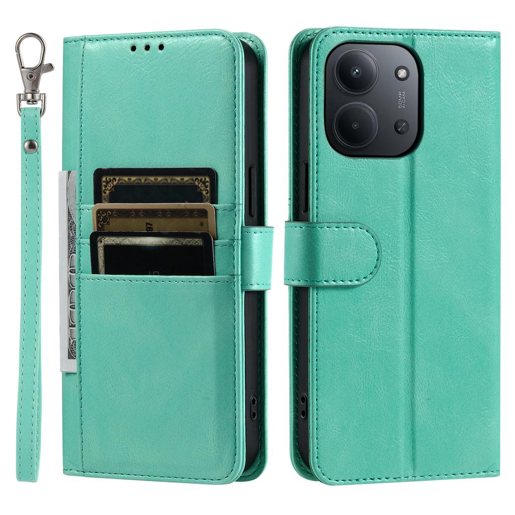 Für Xiaomi Redmi 15C 4G (EU) (173 mm) Hülle 6 Kartenfächer PU-Leder Sturzsichere Handyhülle mit Handschlaufe