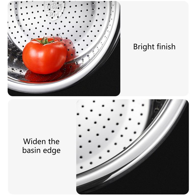 Drain Bowls Fruit Dish Creative Storage Baskets Household Kitchen Wash Vegetables Drain Baskets Stainless Steel Mate