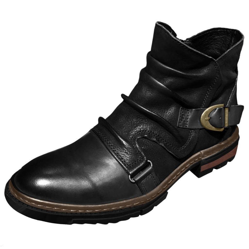 Kaufen Sie Herren-Motorradstiefel Vintage-Rundkopf-Cowboy-Kurzstiefel Pferdestiefel