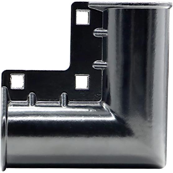 Black 4 Packs Aluminum Chain Link Fence Gate Corners, Gate Elbow with 90 Degree Angle Design for 1-3/8" x 1-3/8" Outdoor Diameter Pipe, Pressed Gate