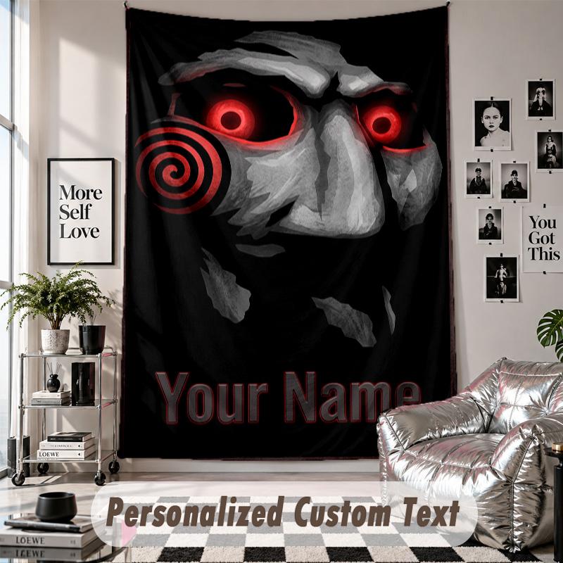 Custom Tapestry Wall Hanging, Saw Billy the Puppet Personalized Name Text Home Wall Decor
