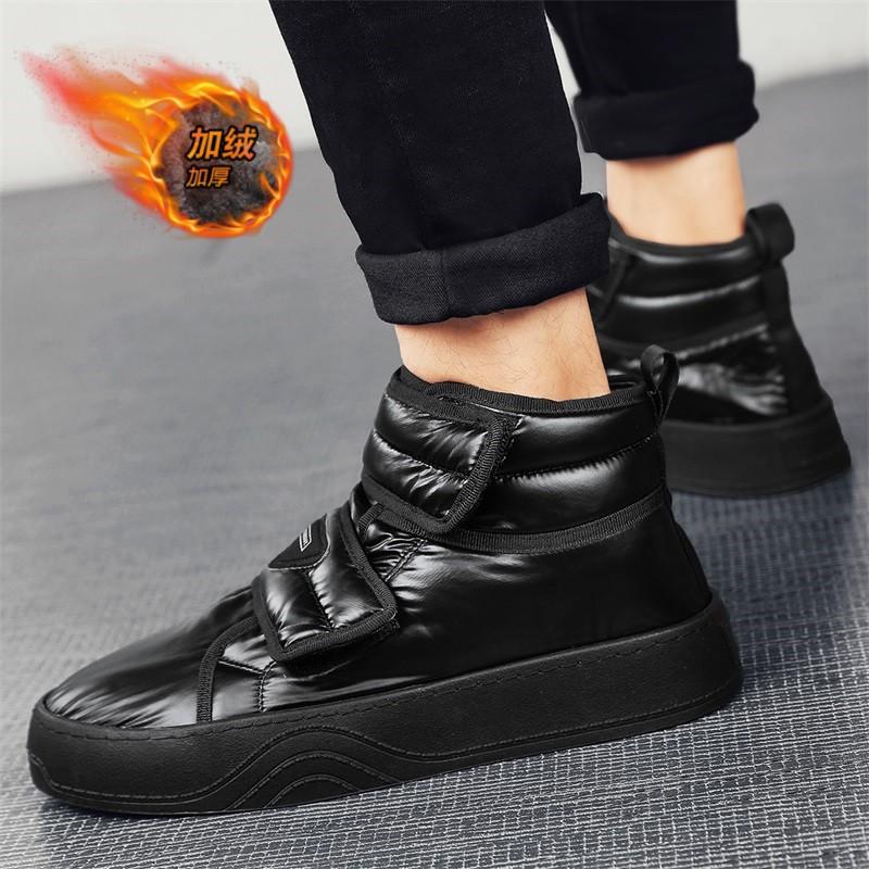 Snow boots men's new winter velvet warm cotton shoes non-slip thickened board shoes thick-soled high-top down casual men's shoes