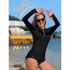 CHARMLEAKS Damen Rashguard Langarm Badeanzüge UV UPF 50+ Reißverschluss Schwimmshirt Schnelltrocknende Sonnenshirts
