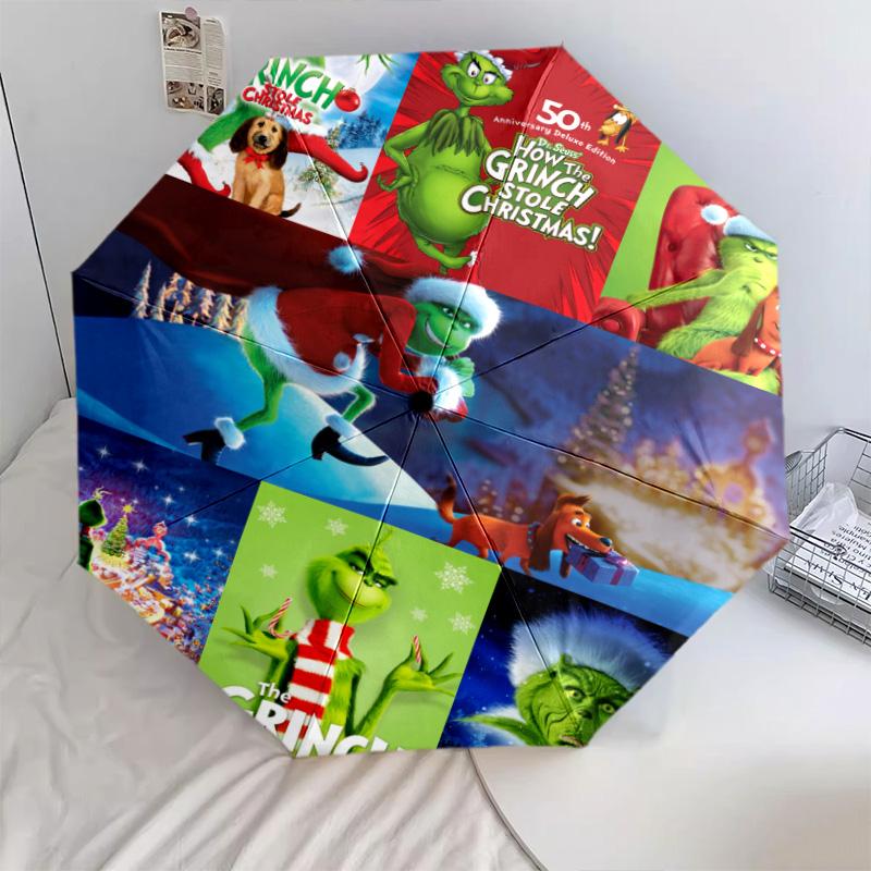 Grinch Christmas Automatic Umbrella - Suitable Travel Outdoor Portable Umbrella Birthday Gift Daily Essentials