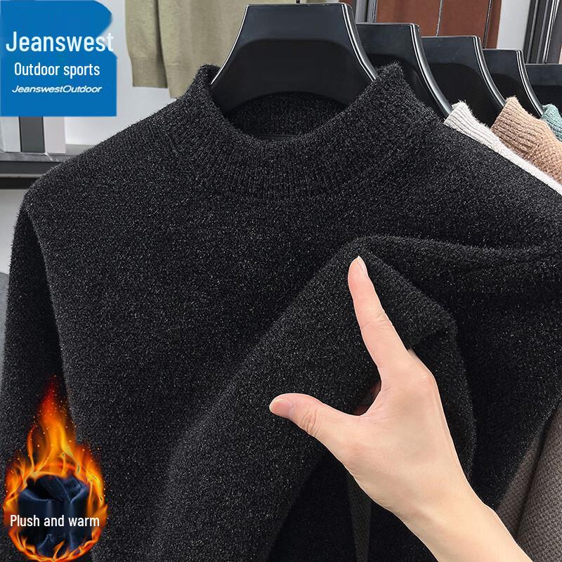 

Jeanswest Men s Outdoor Sport Mock Neck Fleece Lined Thermal Sweater L