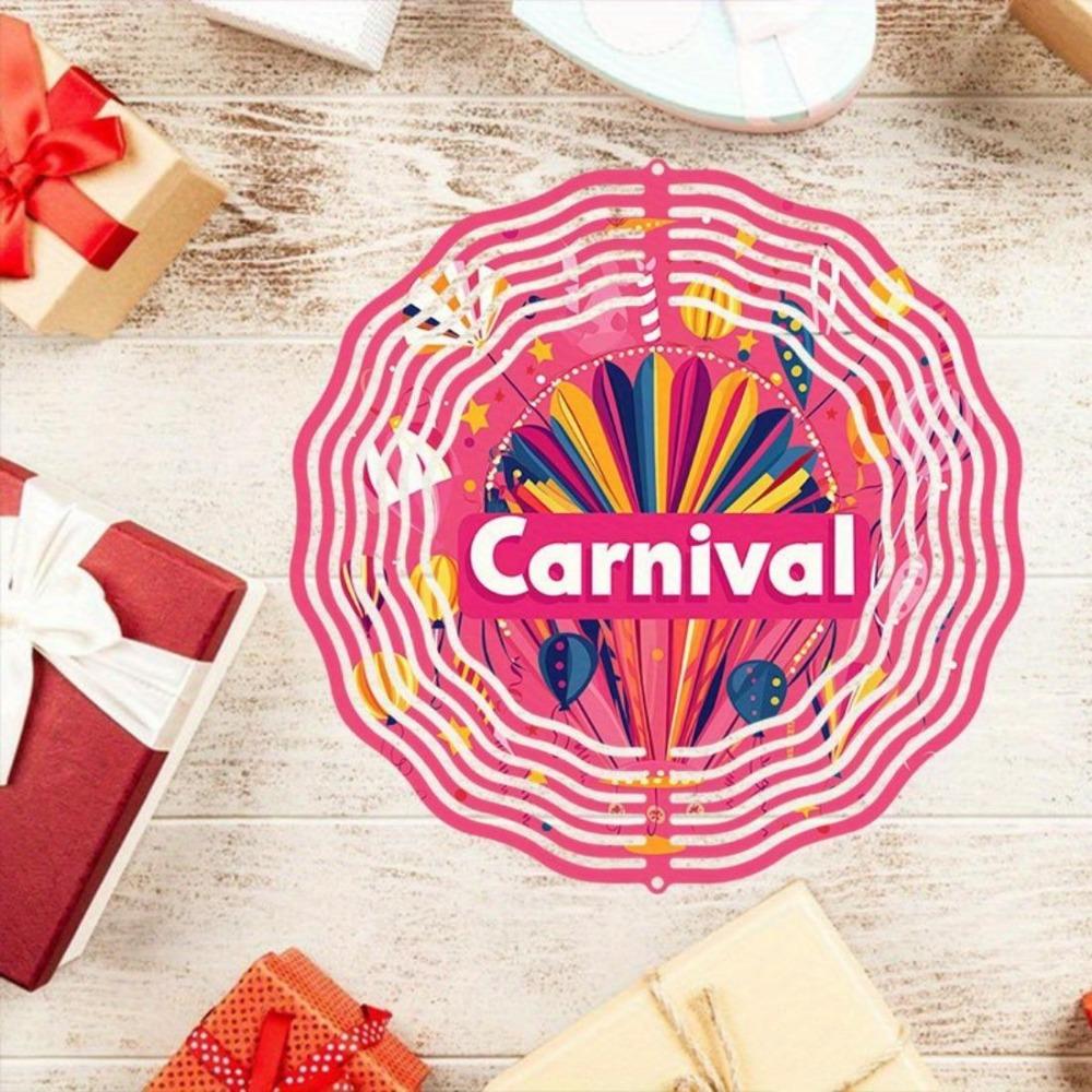 Open - 1pc Carnival Pattern 3D Mandala Wind Chime - Rotating Art Decor, Perfect for Garden, Courtyard and Home Decoration