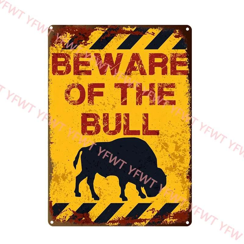 BEWARE OF Rabbit Retro Plaque Metal Tin Signs Garden Decoration Mouse Monkey Wall Stickers Kraken Plate Animal Warning Sign