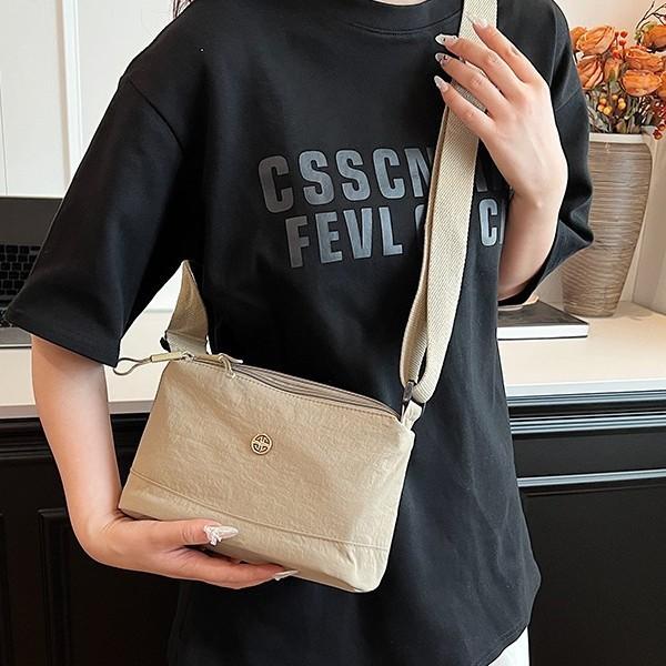 2025 new simple solid color nylon cloth casual simple small square bag large capacity multi-compartment shoulder bag