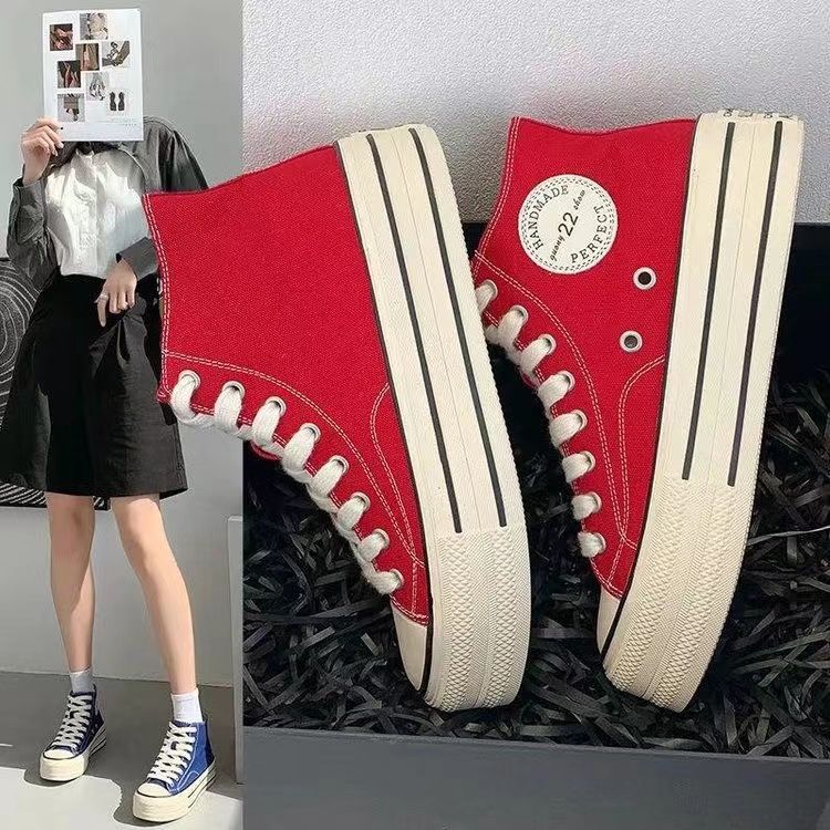 Canvas Shoes Women's Casual Autumn New High-top Small Inner Heightening Platform Shoes Board Shoes