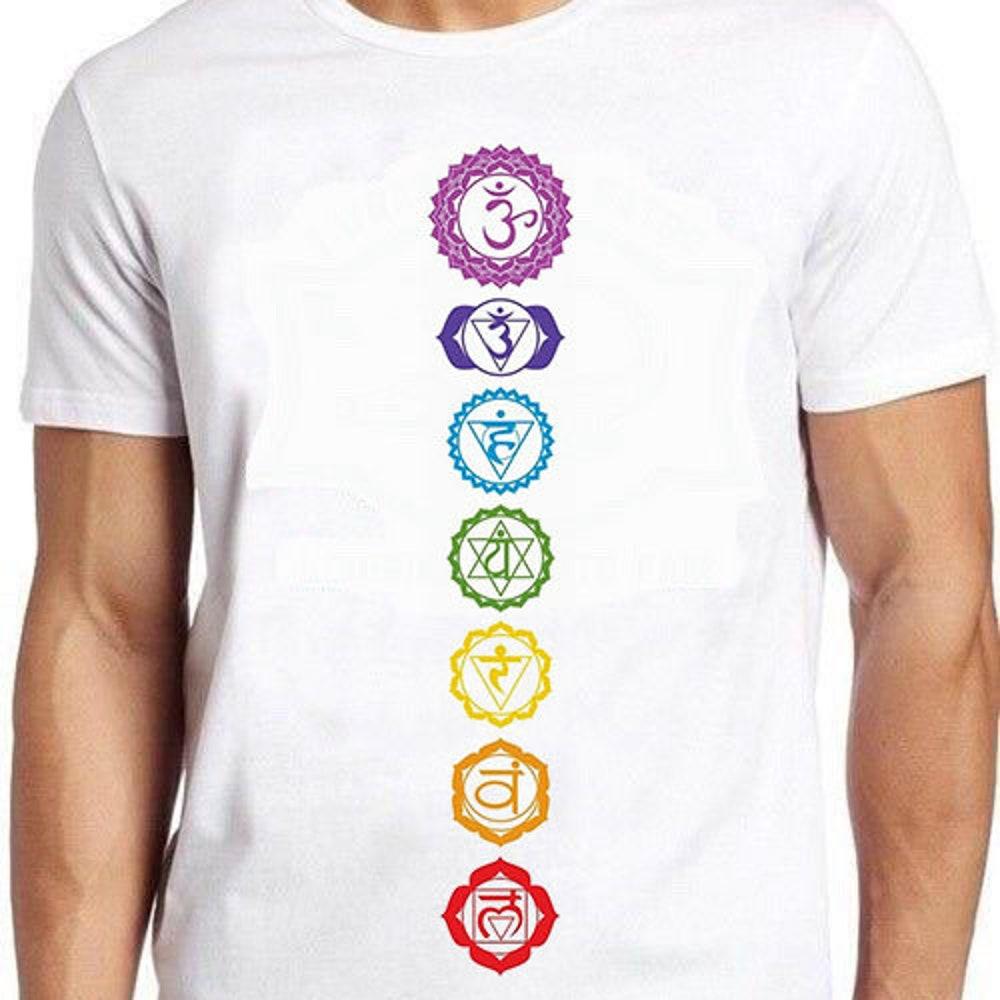 

Футболка из 100% хлопка плотностью 230 г/м2, футболка с надписью «7 чакр», духовная медитация, дзен, буддизм, энергия, крутая подарочная футболка 867 XS белый