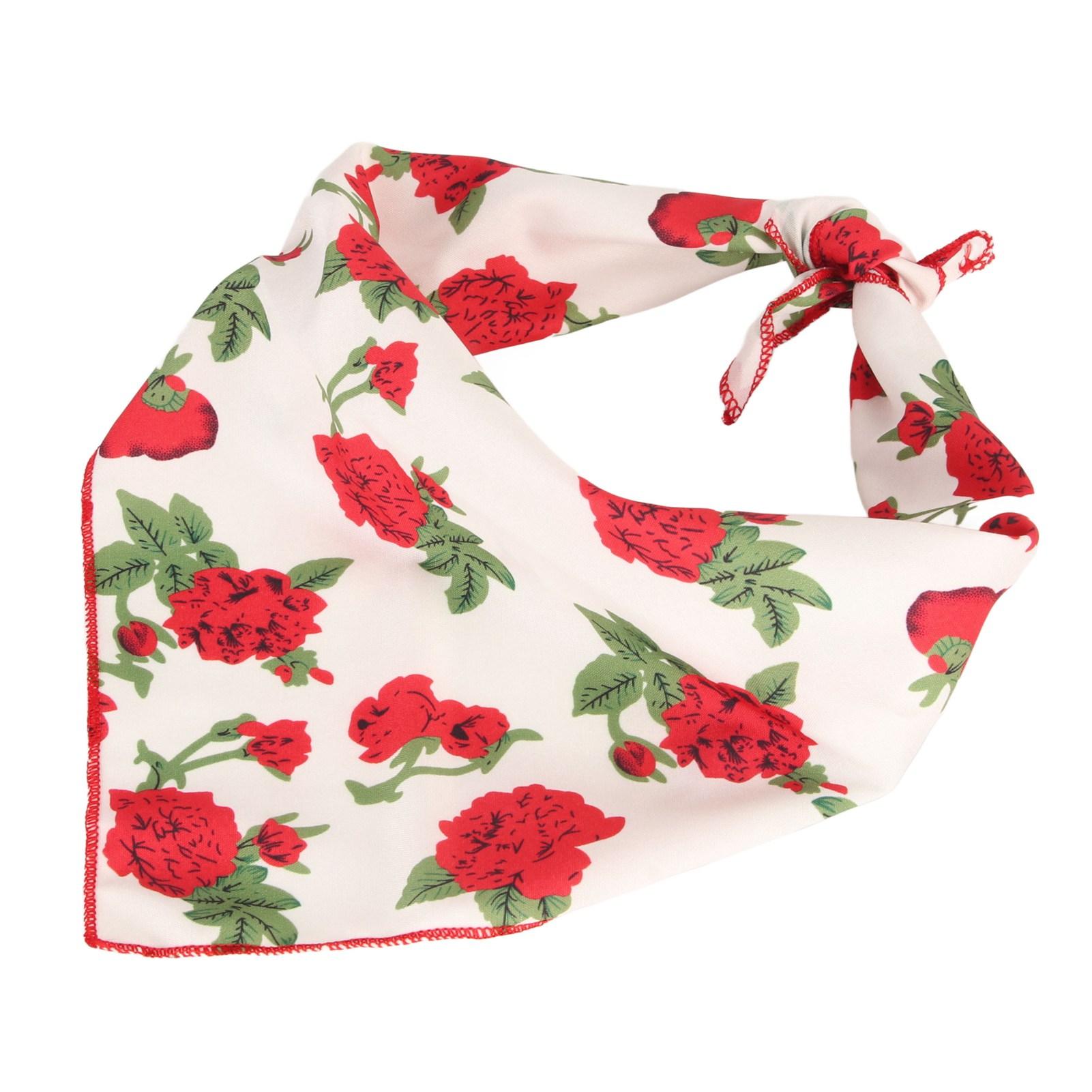 

Red Rose Dog Bandanas Soft Cotton Dog Bandanas Scarf Portable Folding Pet Bandanas for Christmas Easter Birthday L L