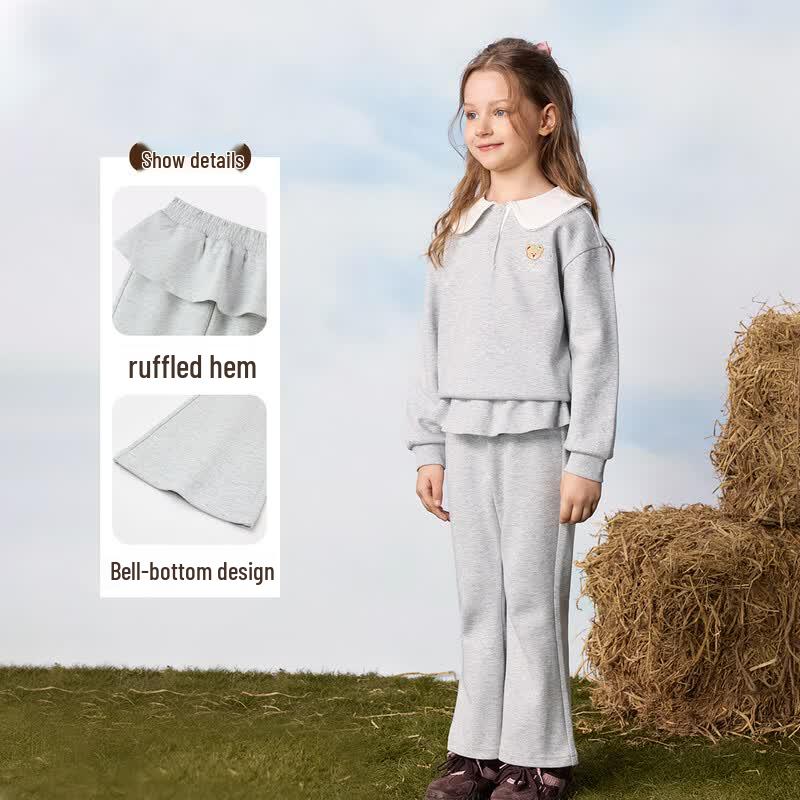 PawinPaw Girls' Cartoon Bear Knit Sweatshirt & Pants Set