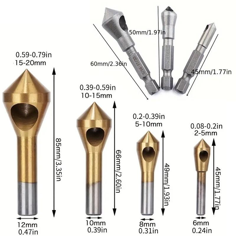 Chamfering Steel Plate Aluminum Parts Countersink Drill Bit Deburring Drill Taper Hole Cutter Countersunk Head Chamfering Tools