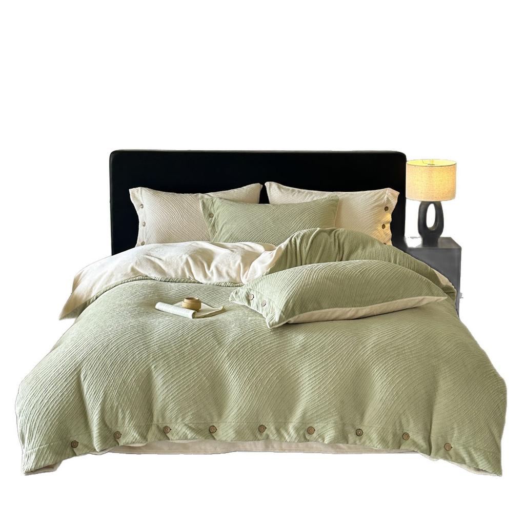 Thickened Milk Fleece Carved Fleece Four-Piece Warm Double-Sided Coral Fleece Bed Sheet Quilt Cover Bedding