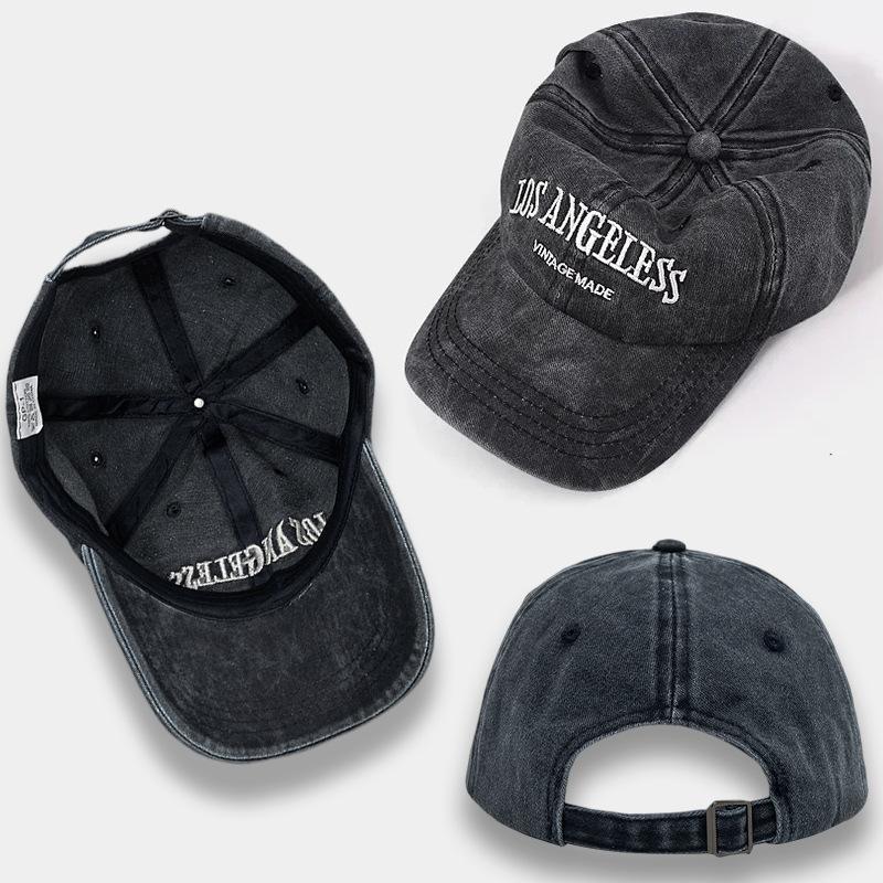 Tide brand LA letter three-dimensional embroidery baseball cap for men and women couples versatile cap fashion show small face