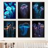 Moderne fluorescerende kwallen posters mariene dieren canvas schilderij kunst aan de muur foto afdrukken voor woonkamer huisdecoratie