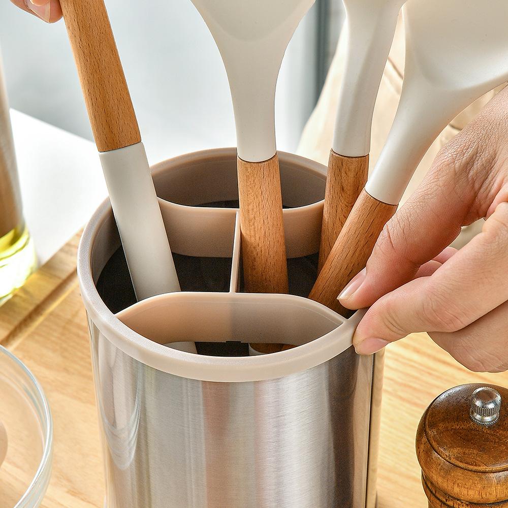360° Rotation Utensil Holder Multifunctional Storage Bucket Fork Storage Rack Chopsticks Cage Kitchen Accessories Organizer