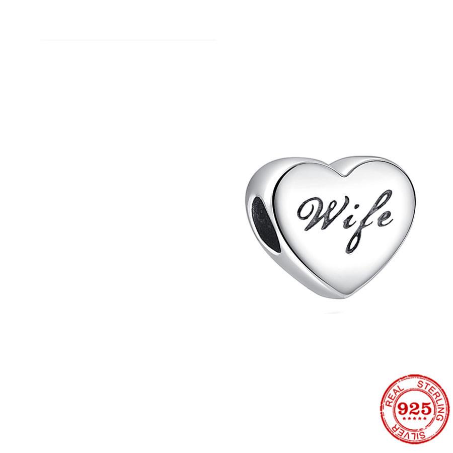 Nový Měděný Bratr Sestra Máma Táta Syn Dcera Manželka Srdce Přívěsek Korálek Pro Ženy Pasuje na Originální Náramek Diy Šperky