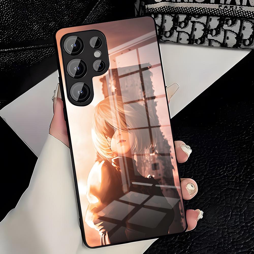 N-NieR Automata 2B Phone Case For Samsung S26 S25 Plus S20 S20 Plus S22 Ultra S23 FE S21 Plus S21 Ultra Glass Cover