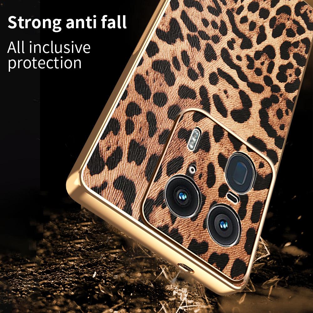 For Motorola Edge 50 Ultra 5G/Moto X50 Ultra 5G Case Leopard Print PU Leather Coated PC+TPU Electroplating Phone Cover