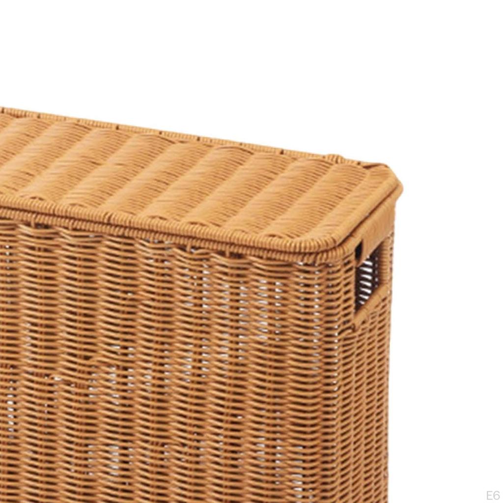 Imitation Rattan Basket Decorative Multifunction with Lid Hand Woven Sundries Container for