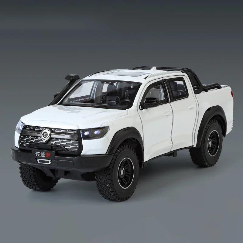 1:24 Great Wall Motor POER Pickup Alloy Car Model Diecast Metal Off-road Vehicles Car Model Simulation Sound Light Kids Toy Gift