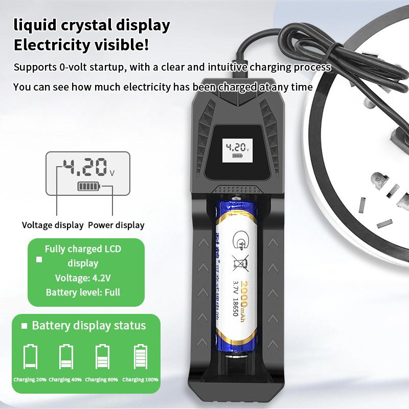 Akıllı LCD Ekranlı USB Şarj Cihazı - 18650 4.2V Li-Ion ve 1.2V Ni-MH AA/AAA Şarj Edilebilir Piller İçin 1/2/4 Yuvalı