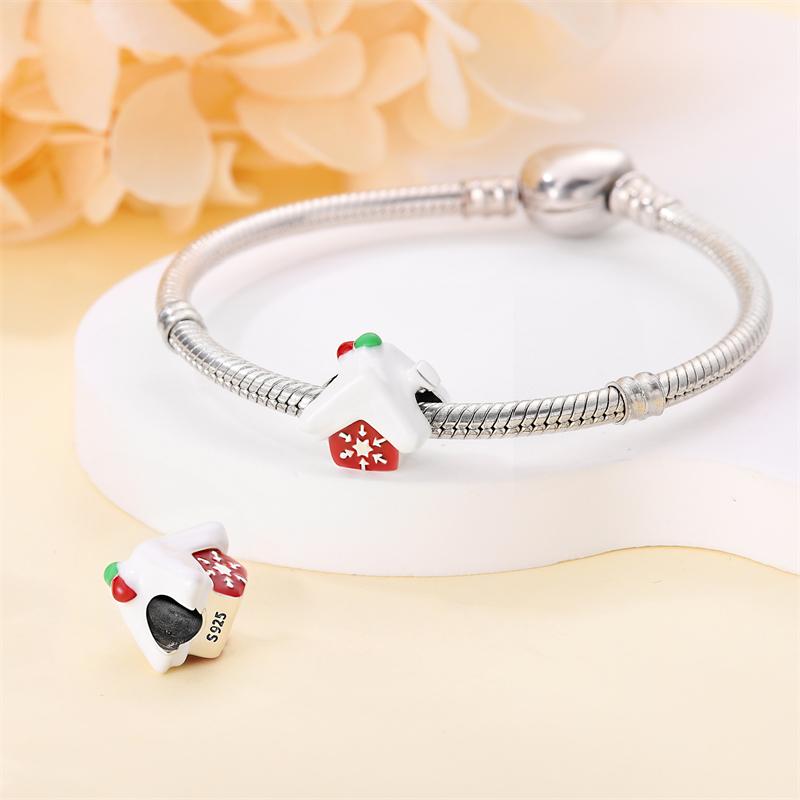 Kupfer Schneeflocke Weihnachtsbaum Skischuhe Perlen Markenarmband Exquisiter DIY Schmuck