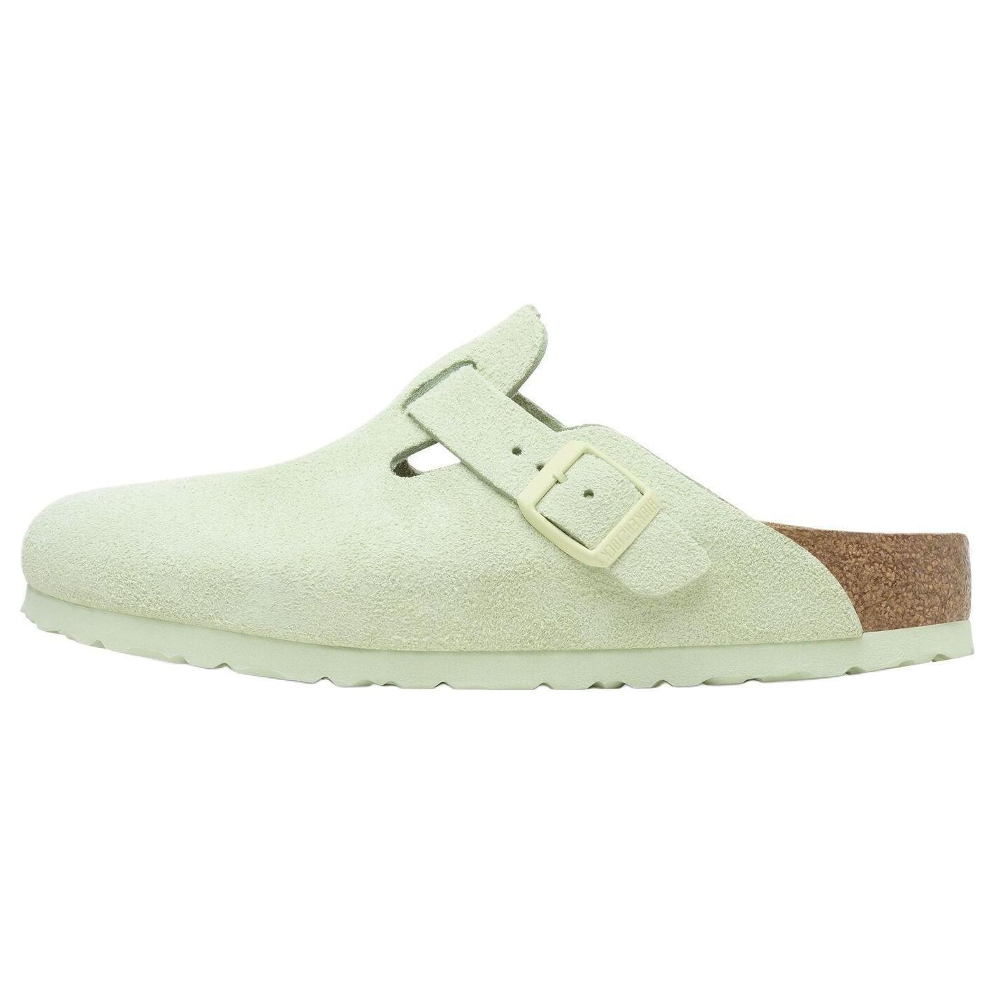 Birkenstock Boston Soft Footbed  faded lime  buckle mules 1027678 37