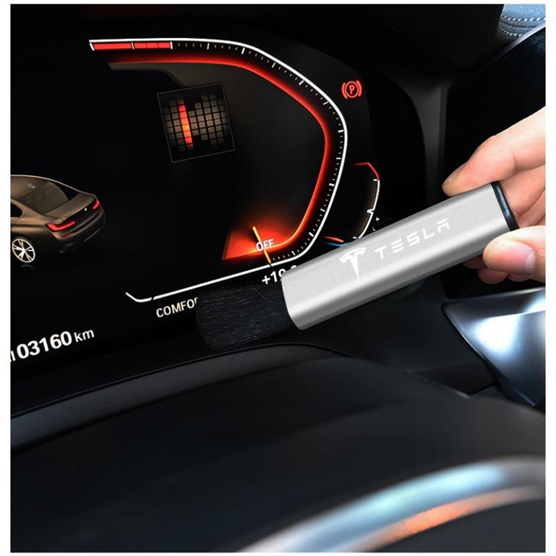 1Pcs Car Interior Cleaning Brush Telescopic Small Soft Brush Accessories For Tesla Model S Model X Model Y Model 3 Roadster SpaceX