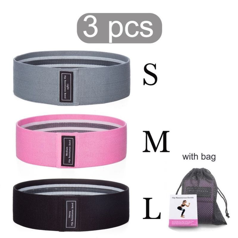 

Women s Hip Ring Knitting Yoga Elastic Band Thickened Non Slip Anti-Break Squat Tension Band Resistance Band Hip Raise Hip Lift Circle [Three piece set] gray powder Black storage bag