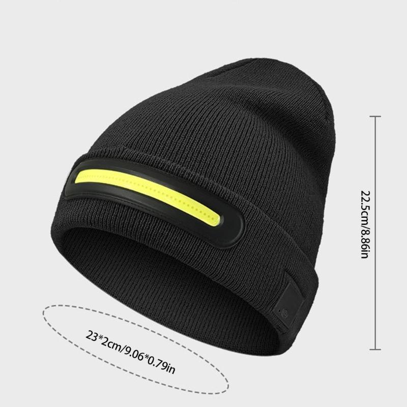 USB Rechargeable  Hat LED Headlamps Caps Thicken Elastic Warm Knitted Hat for Walking, Running, Camping, Hiking