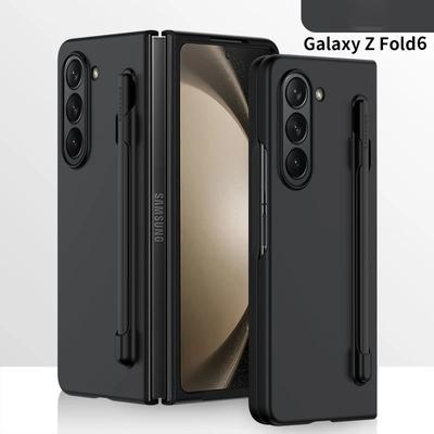 Luxusní obchodní flipové matné pouzdro 3v1 pro Samsung Galaxy Z Fold 5 Fold 6 s Stylus SPen Slot Držák na pero Ochranný kryt odolný vůči pokožce