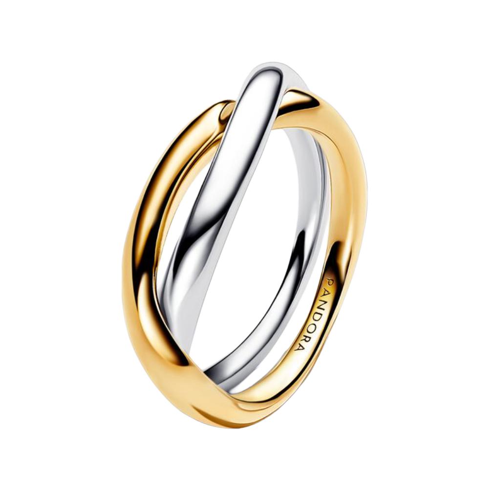 Pandora Two-Tone Wrapped Ring Women rings Gold Silver 163262C00 Box,48