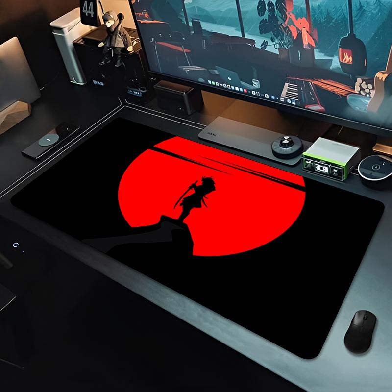 Tappetino per Mouse Samurai Giapponese Bianco e Nero Tastiera Accessori per Gamer Tappetino da Tavolo Esteso Tappeto in Gomma Antiscivolo Pad per Laptop