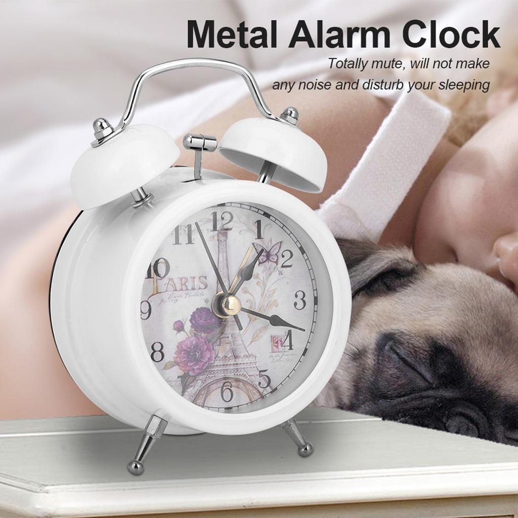 Mini Metal Digital Alarm Clock Mute with Lights Twinkling Bell for Bedroom Student