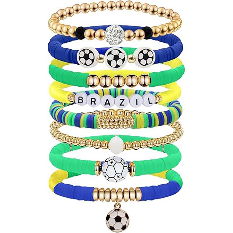 Браслет-набор на день матча команды Чемпионата мира, мягкий керамический, на резинке, футбольные аксессуары, браслет для болельщика