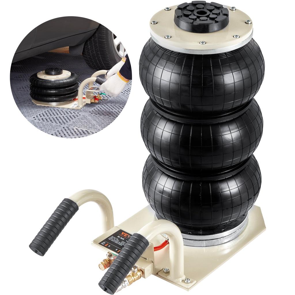 VEVOR Air Jack, 3 Ton/6600 lbs Triple Bag Air Jack, Airbag Jack with Six Steel Pipes, Lift up to 17.7 inch/450 mm, 3-5 s Fast Lifting Pneumatic Jack
