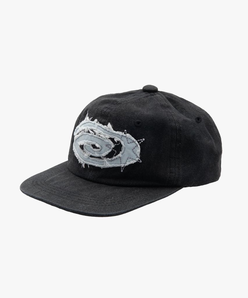 Liomeu Denim Applique Washed Ball Cap_Black