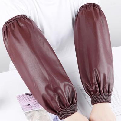 1 Pair Waterproof Arm Sleeves Oil-Proof Imitation Leather Arm Sleeves with Elastic Cuffs Long Protective Covers for Kitchen Labor Industrial Work
