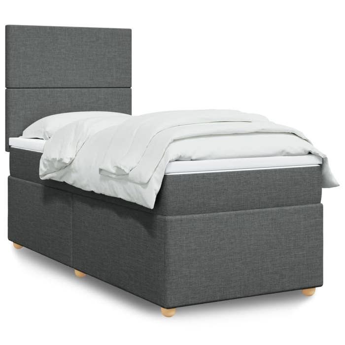 Maison Exclusive - Sommier à lattes de lit avec matelas Gris foncé 90x200 cm Tissu