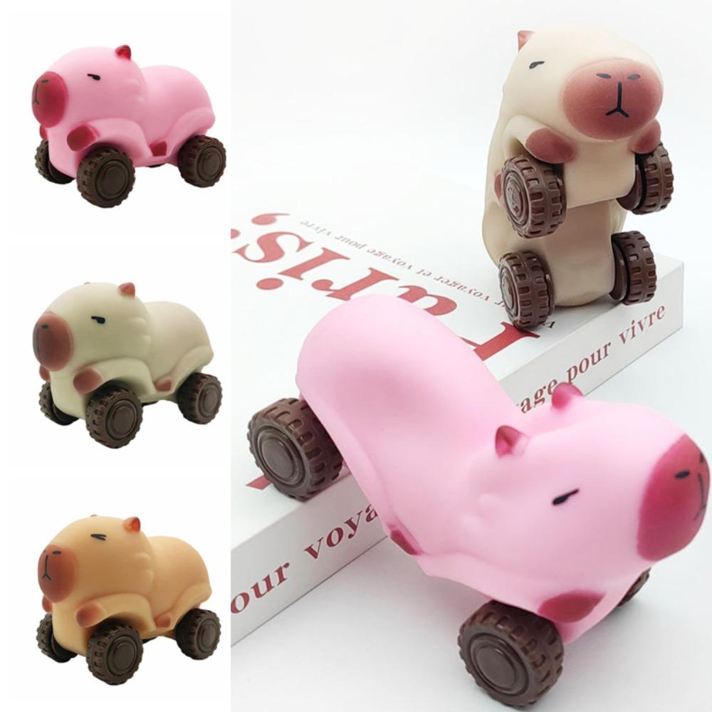 With Wheel Capybara Squeeze Toy High Elasticity Cute Pinch Toy Capybara Fidget Toy Practical Jokes