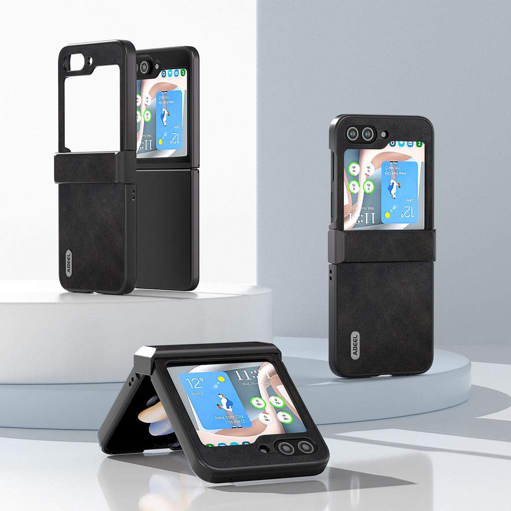 ABEEL For Samsung Galaxy Z Flip6 5G Phone Case Anti-Scratch PU+PC Hinge Protection Cover