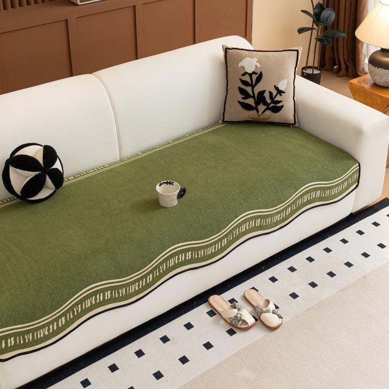 Retro High-End Special-Shaped Sofa Cushion, Universal In All Seasons, Fixed Non-Slip Straight Row Seat Cushion  New Cover Towel