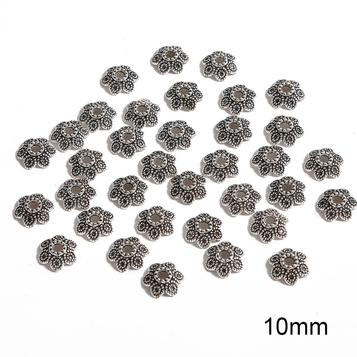 

50 шт металлические полые цветочные бусины, колпачки, коннекторы для изготовления ювелирных изделий своими руками 03 серебряный